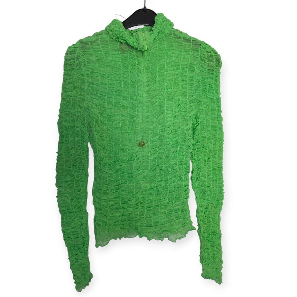 Hanne Bloch turtle neck waffle top groen L zijden tweedehands dames designer
