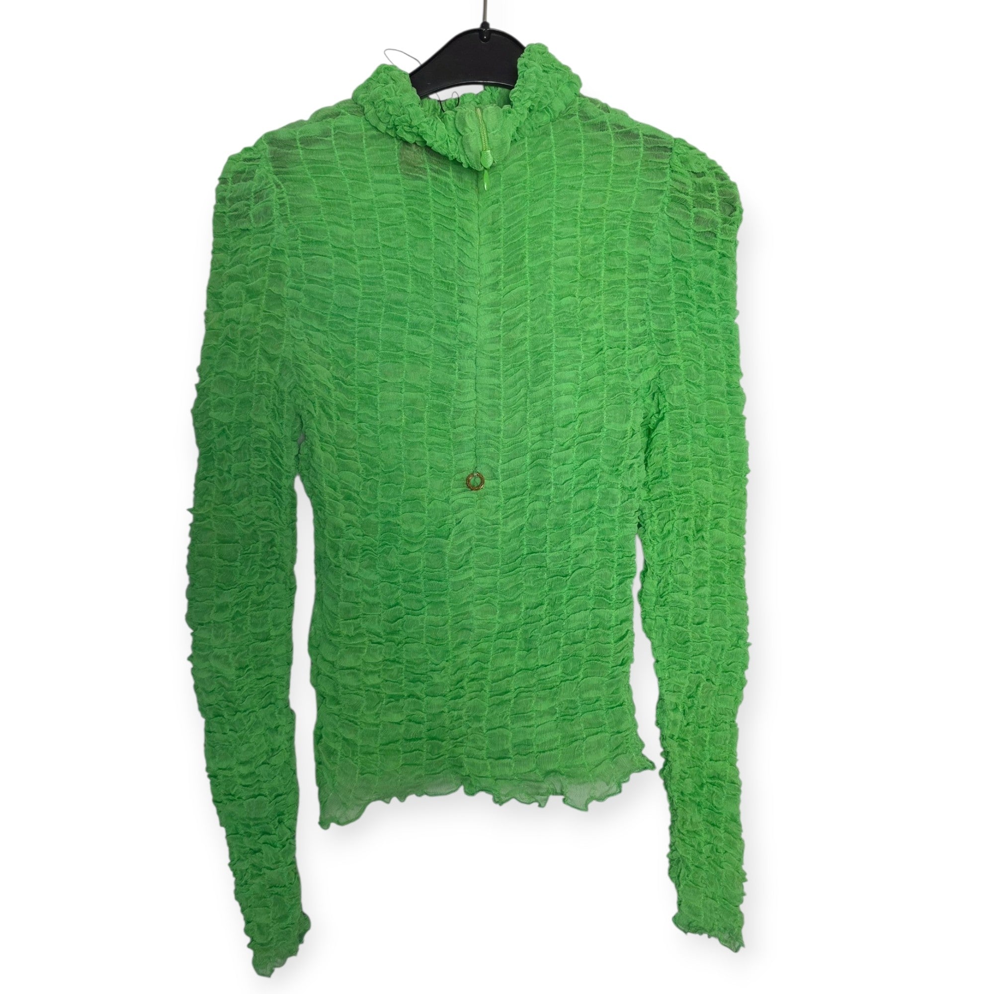 Hanne Bloch turtle neck waffle top groen L zijden tweedehands dames designer