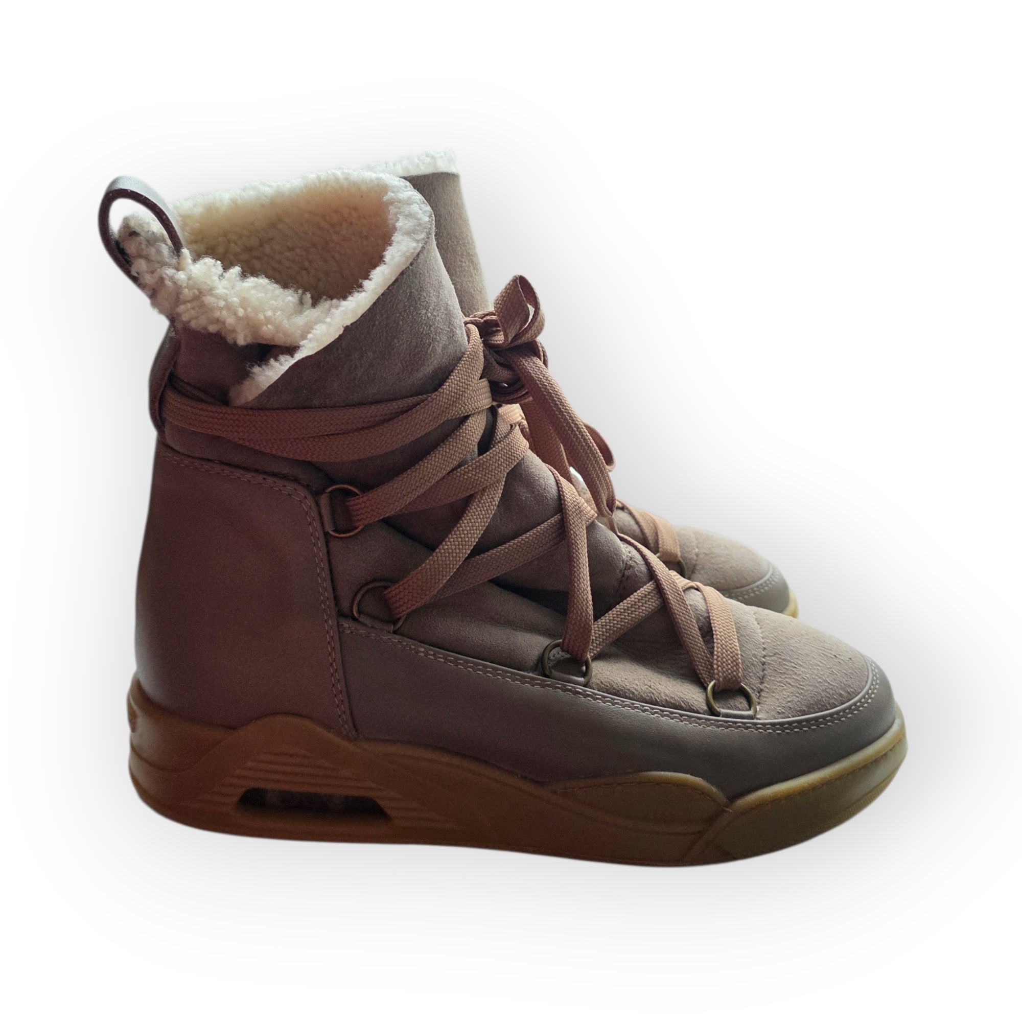 Serafini Moon bruin taupe moonboots maat 40 suede wedge sneakers enkellaarzen tweedehands dames designer