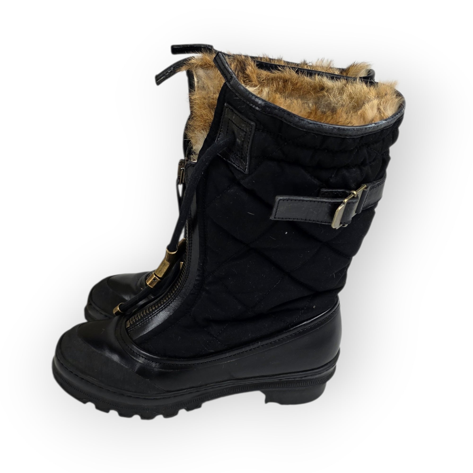 Burberry winterlaarzen moonboots zwart maat 36 rubber  tweedehands dames designer