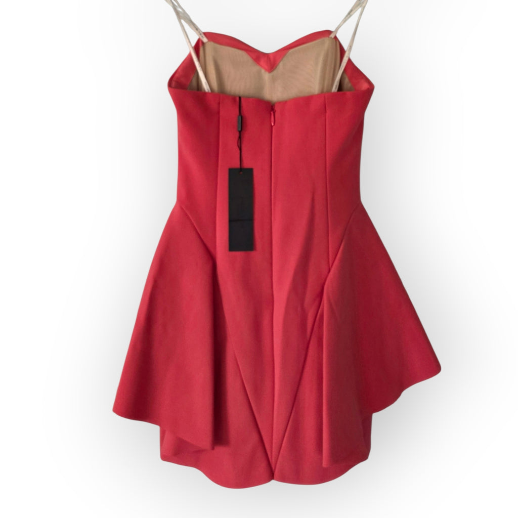 Halston Heritage strapless mini jurk koraal roze xs 34 tweedehands dames designer