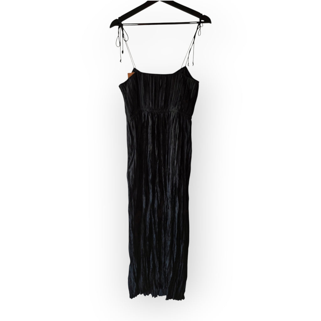 Ulla Johnson zwarte plooi plissé midi‑jurk mouwloos maat 34 xs tweedehands dames designer
