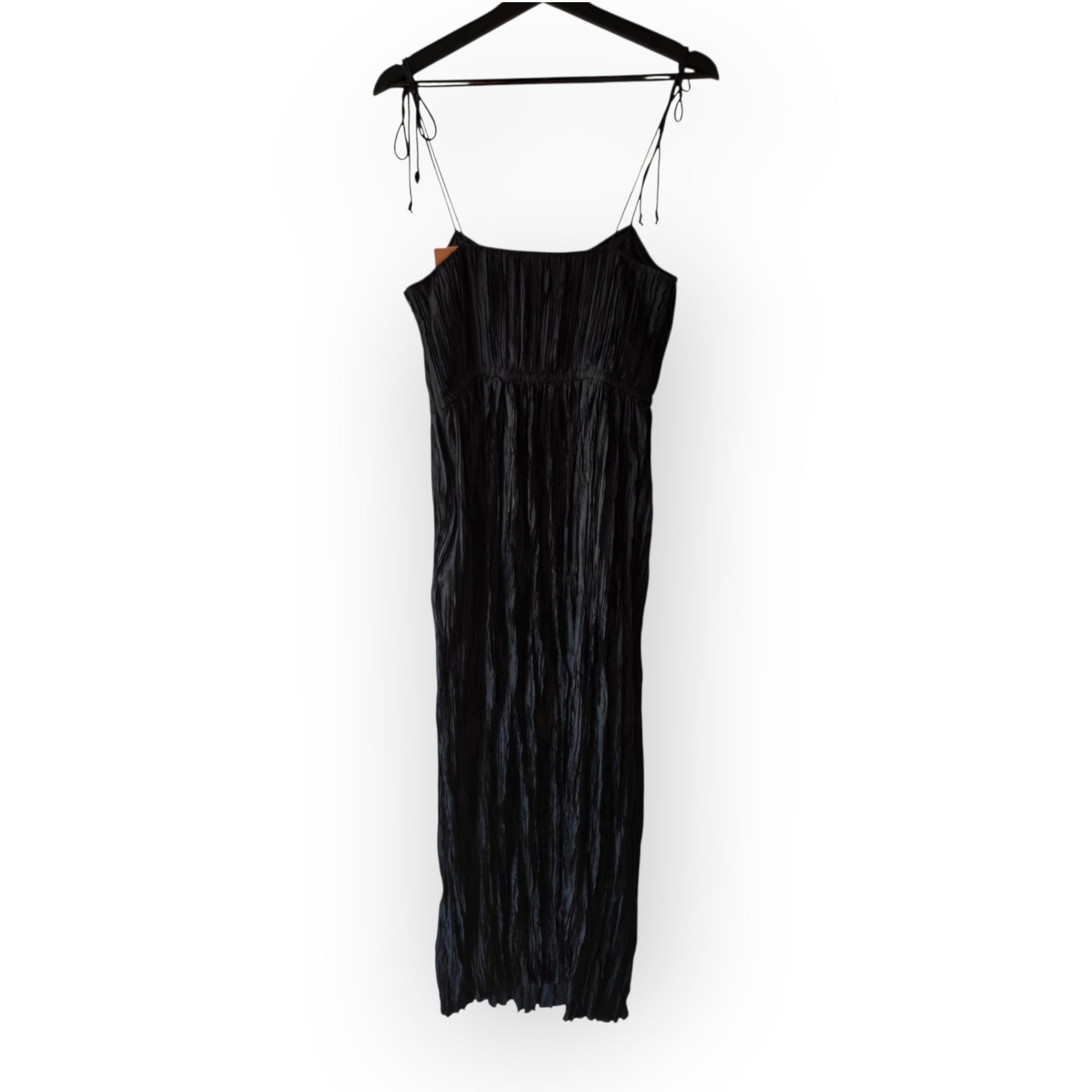 Ulla Johnson zwarte plooi plissé midi‑jurk mouwloos maat 34 xs tweedehands dames designer