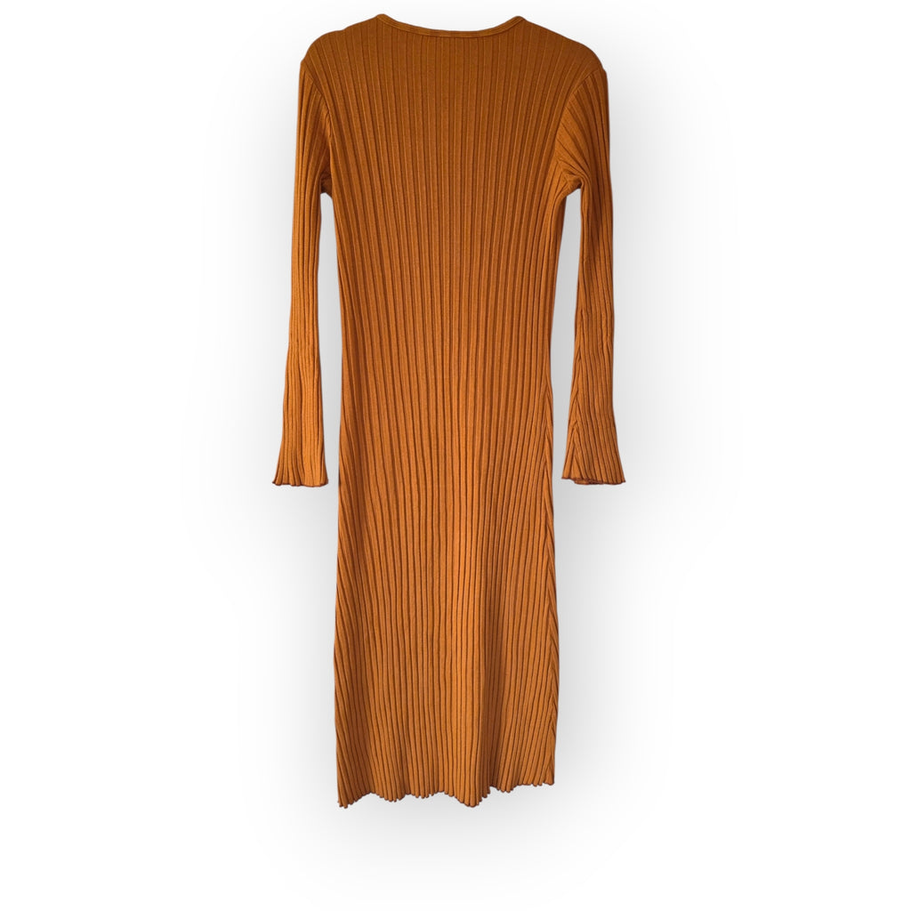 Simon Miller rib midi jurk S 36 roestbruin oranje enkellengte tweedehands dames designer