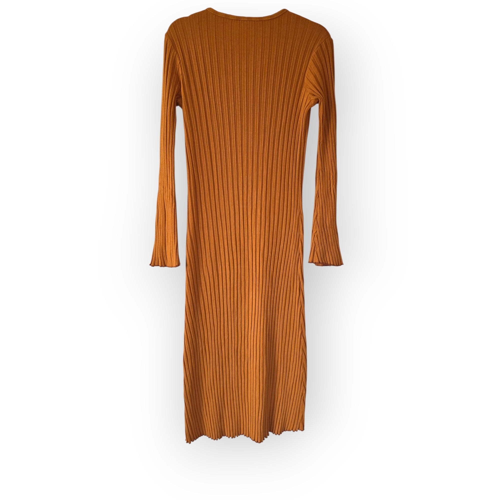Simon Miller rib midi jurk S 36 roestbruin oranje enkellengte tweedehands dames designer