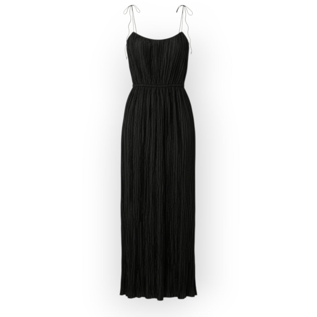 Ulla Johnson zwarte plooi plissé midi‑jurk mouwloos maat 34 xs tweedehands dames designer