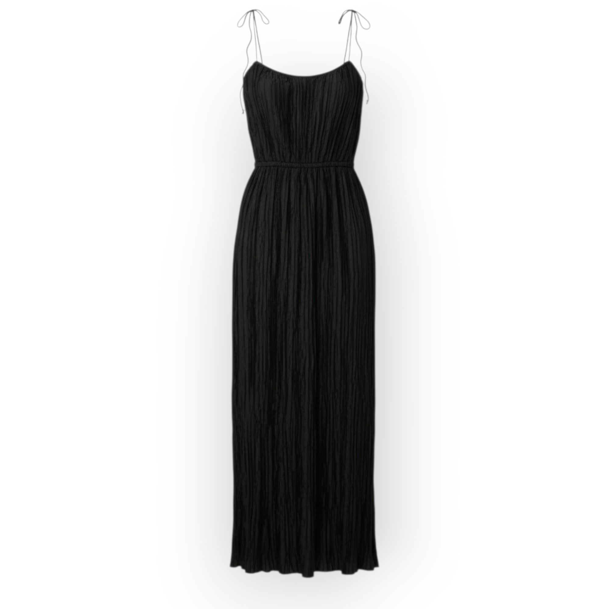 Ulla Johnson zwarte plooi plissé midi‑jurk mouwloos maat 34 xs tweedehands dames designer