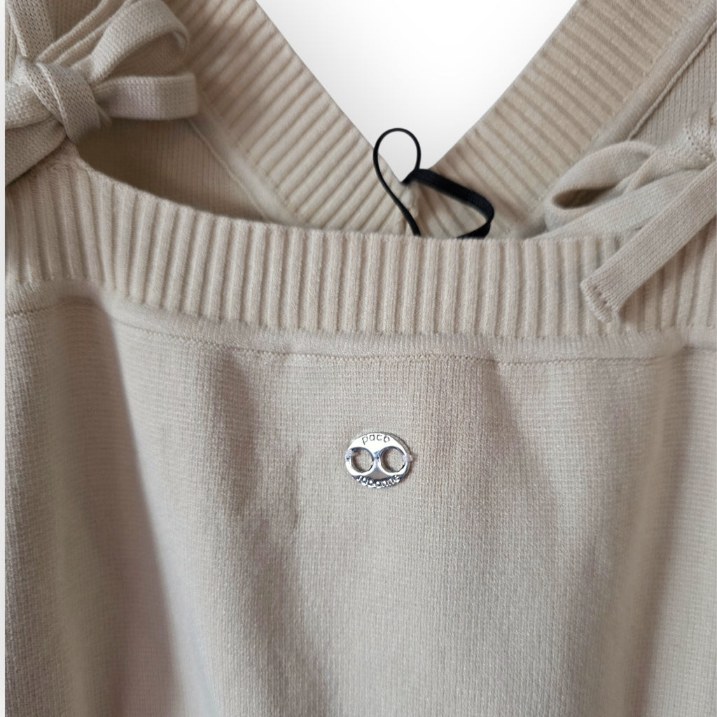 Paco Rabanne gebreide midi-jurk licht beige maat M nieuw