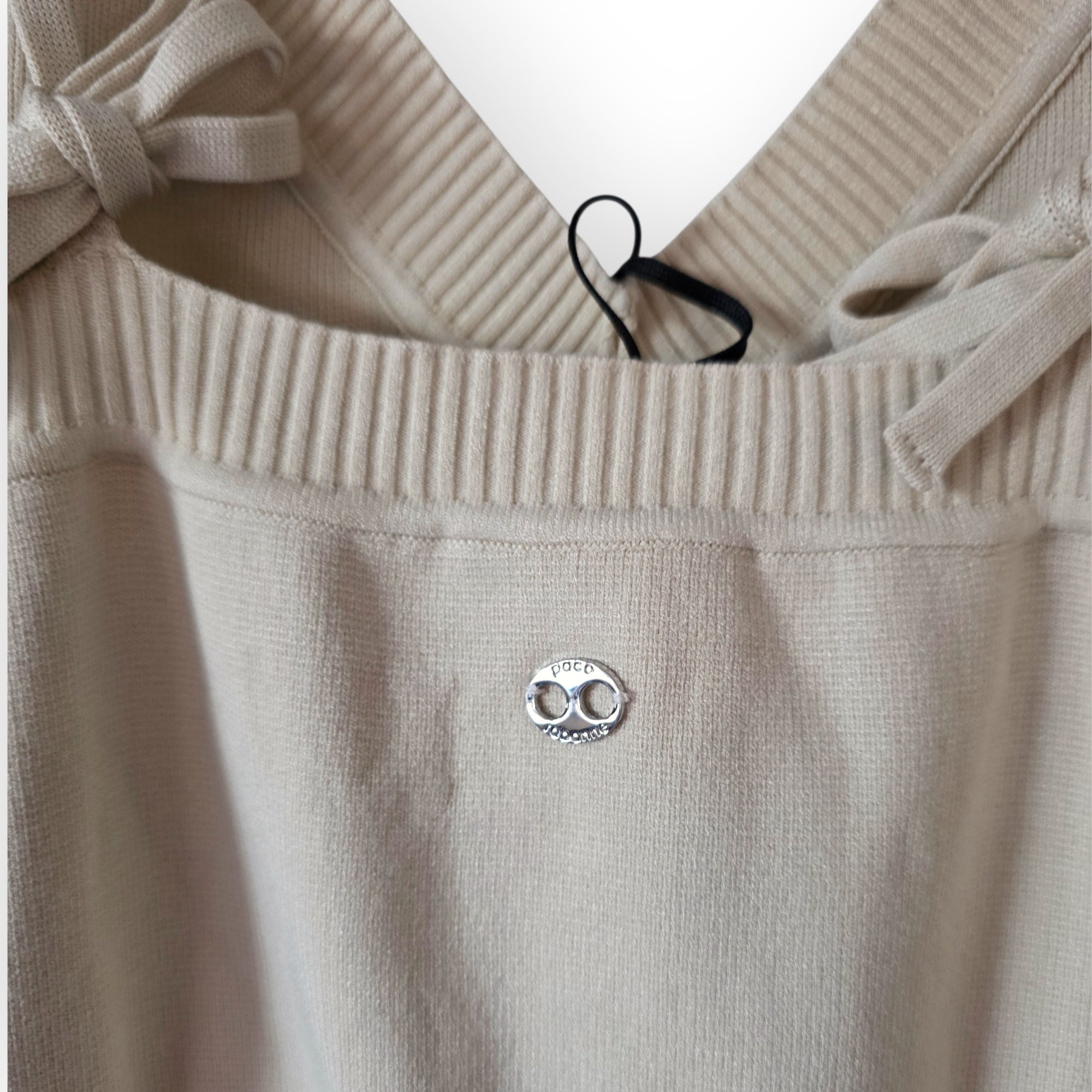 Paco Rabanne gebreide midi-jurk licht beige maat M nieuw