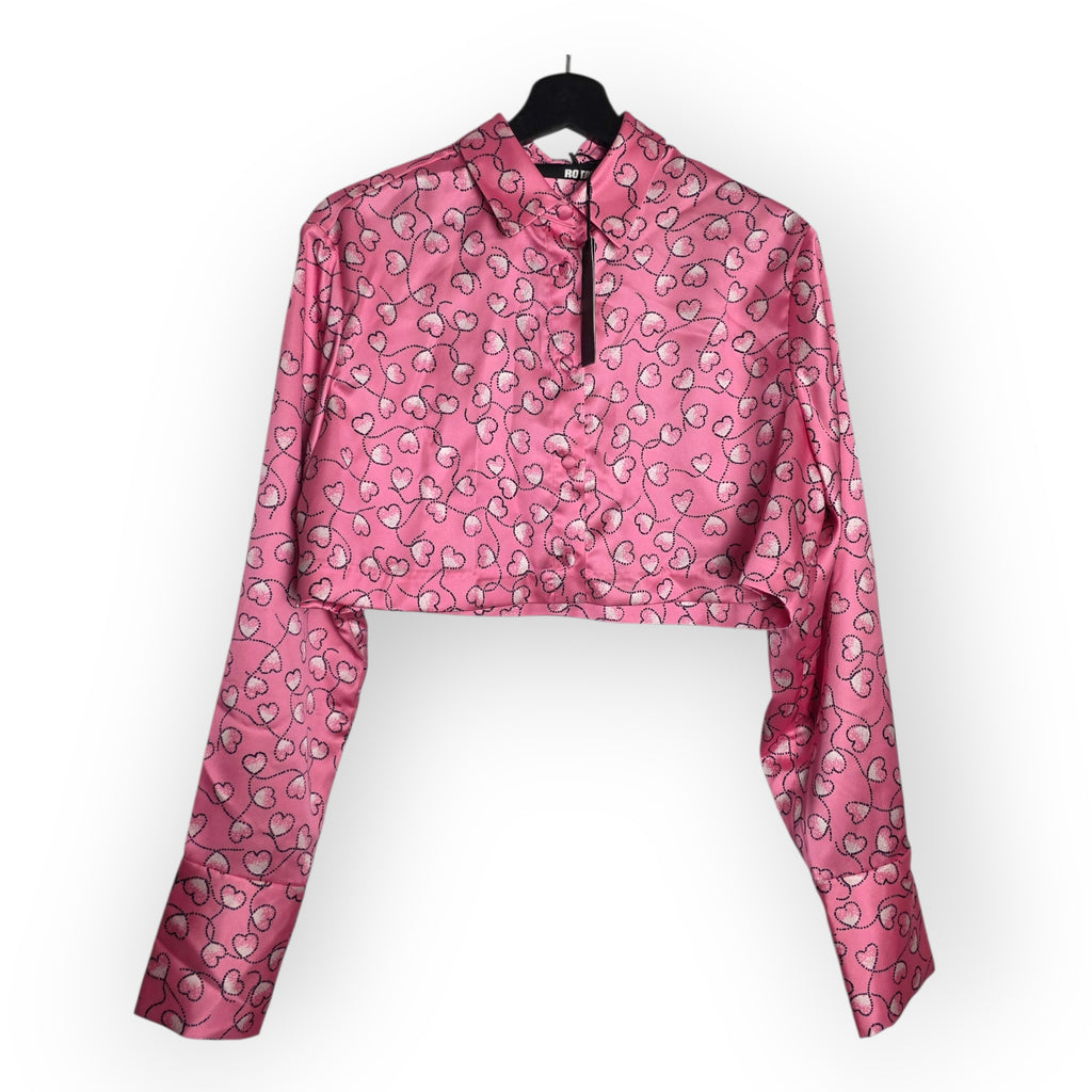ROTATE Mania Skirt set Sachet Pink satijnen hartjes co‑ord  34 xs rok en top tweedehands dames designer