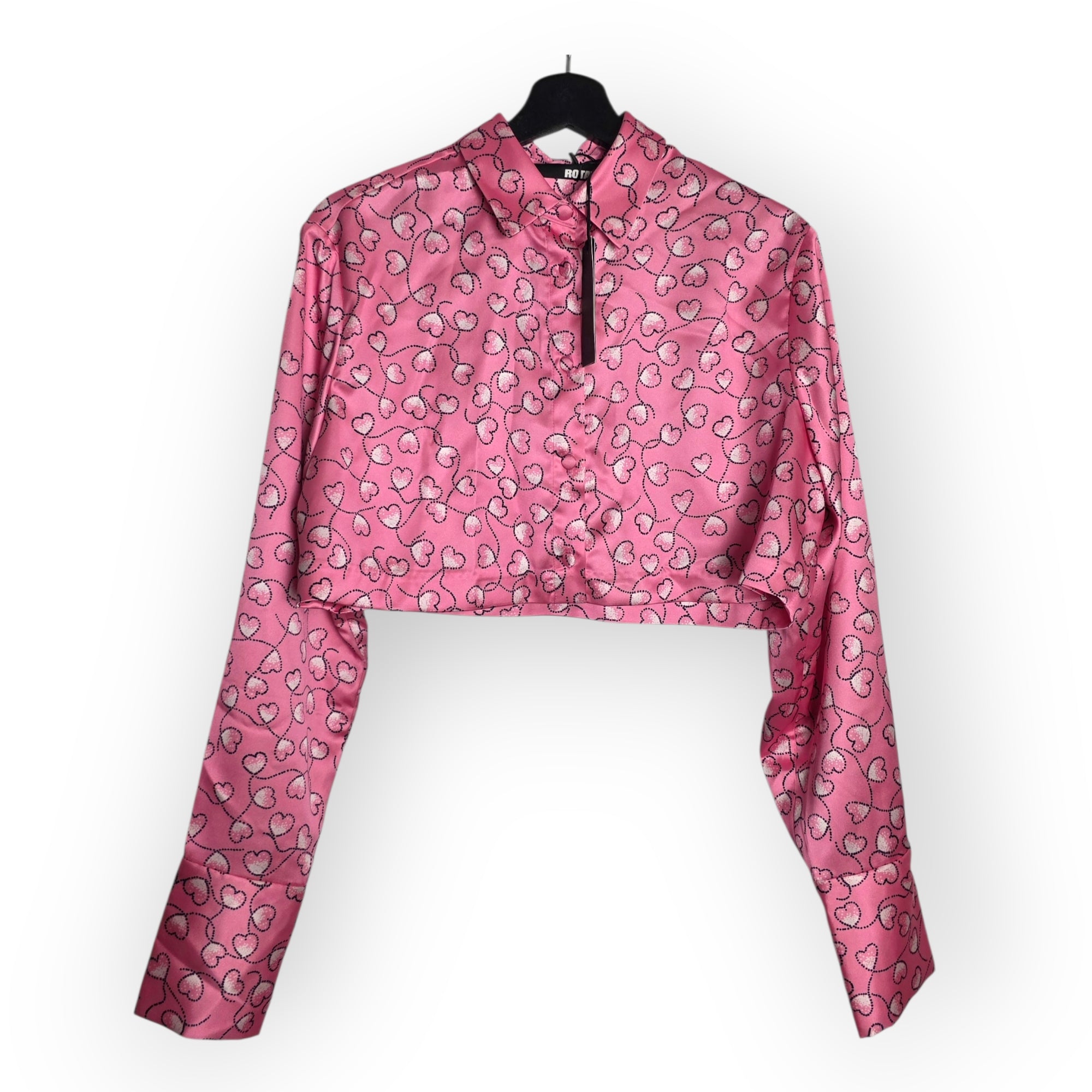 ROTATE Mania Skirt set Sachet Pink satijnen hartjes co‑ord  34 xs rok en top tweedehands dames designer