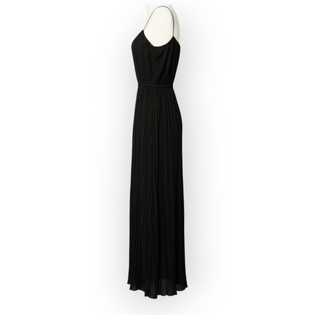 Ulla Johnson zwarte plooi plissé midi‑jurk mouwloos maat 34 xs tweedehands dames designer