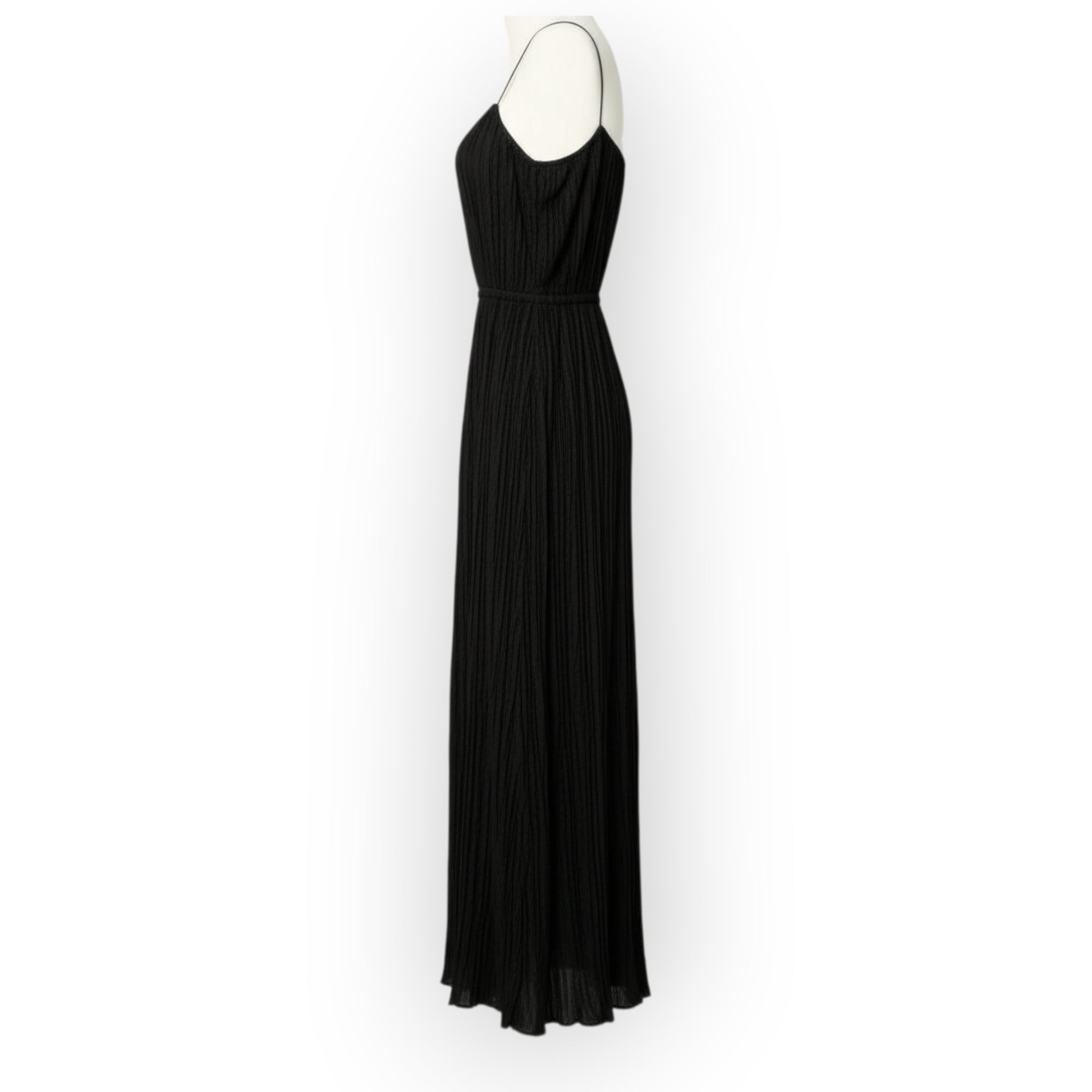 Ulla Johnson zwarte plooi plissé midi‑jurk mouwloos maat 34 xs tweedehands dames designer