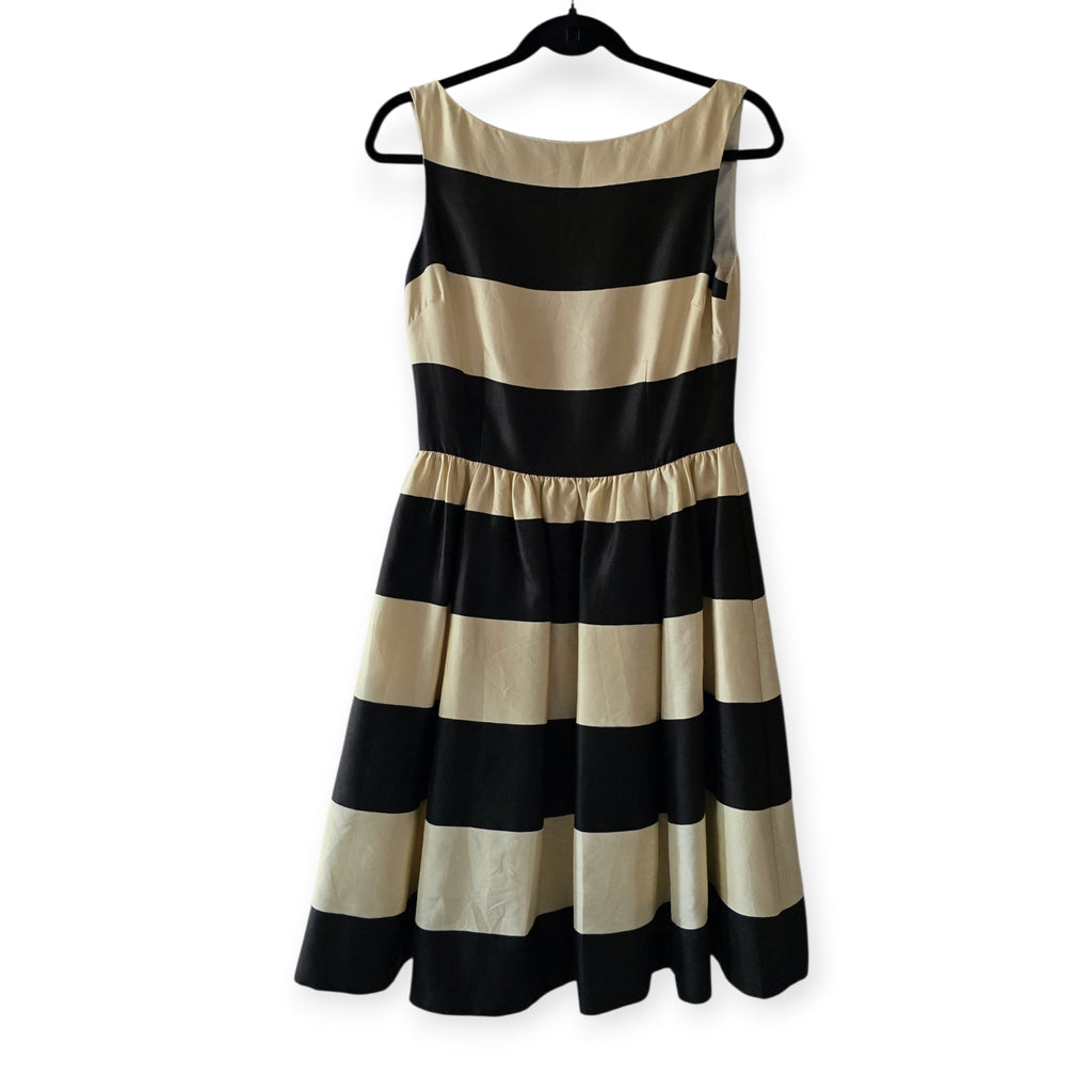 Kate Spade satijnlook mouwloze jurk crème zwart us4 S 36 tweedehands dames designer