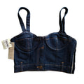 Moschino denim crop top bustier corset blauw M 38 tweedehands dames designer