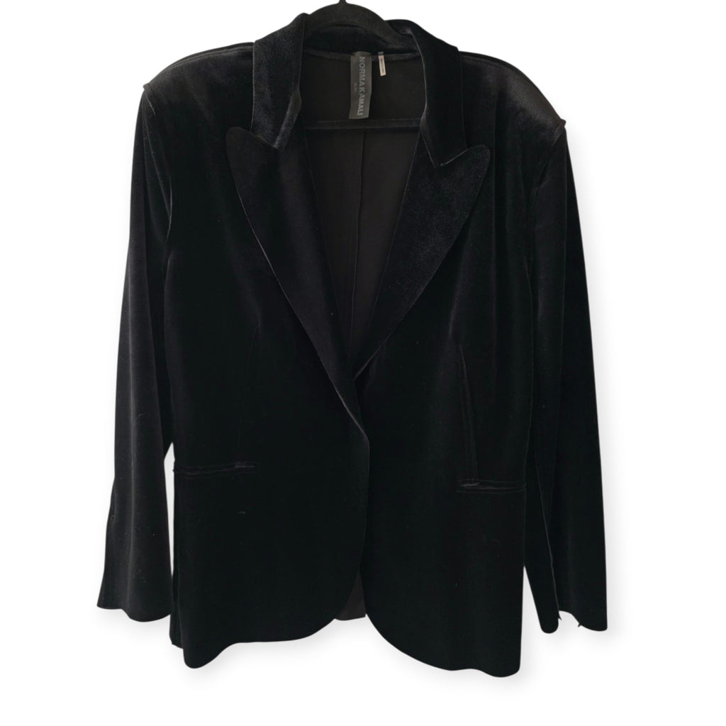 Norma Kamali velvet blazer jasje zwart xl 42 tweedehands dames designer