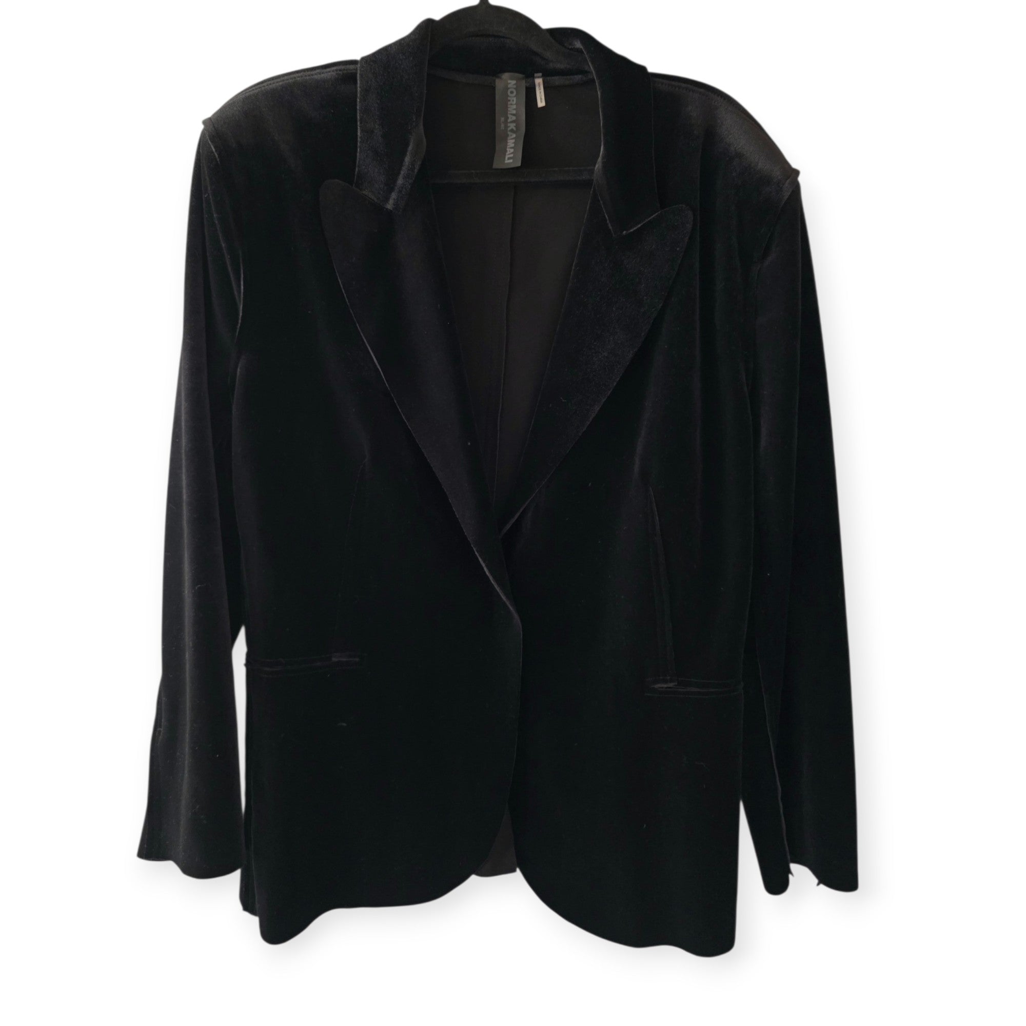 Norma Kamali velvet blazer jasje zwart xl 42 tweedehands dames designer