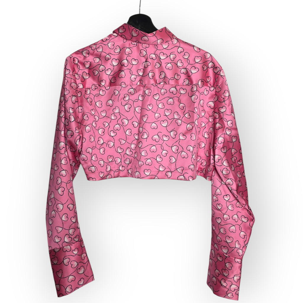ROTATE Mania Skirt set Sachet Pink satijnen hartjes co‑ord  34 xs rok en top tweedehands dames designer
