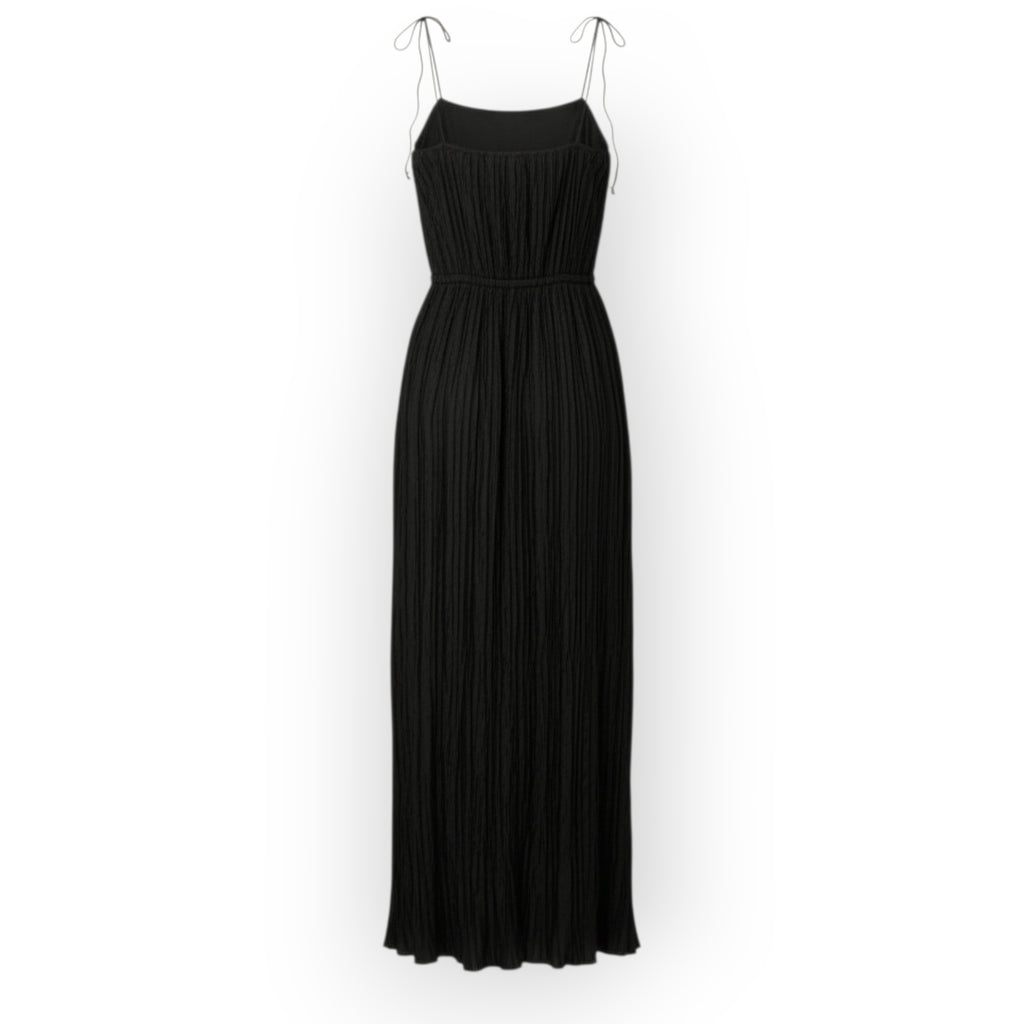 Ulla Johnson zwarte plooi plissé midi‑jurk mouwloos maat 34 xs tweedehands dames designer