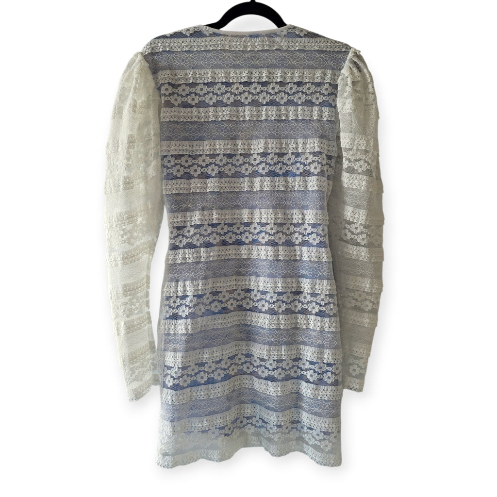 Brogger alva korte kanten jurk wit blauw 38 M tweedehands dames designer