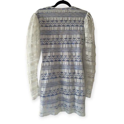 Brogger alva korte kanten jurk wit blauw 38 M tweedehands dames designer
