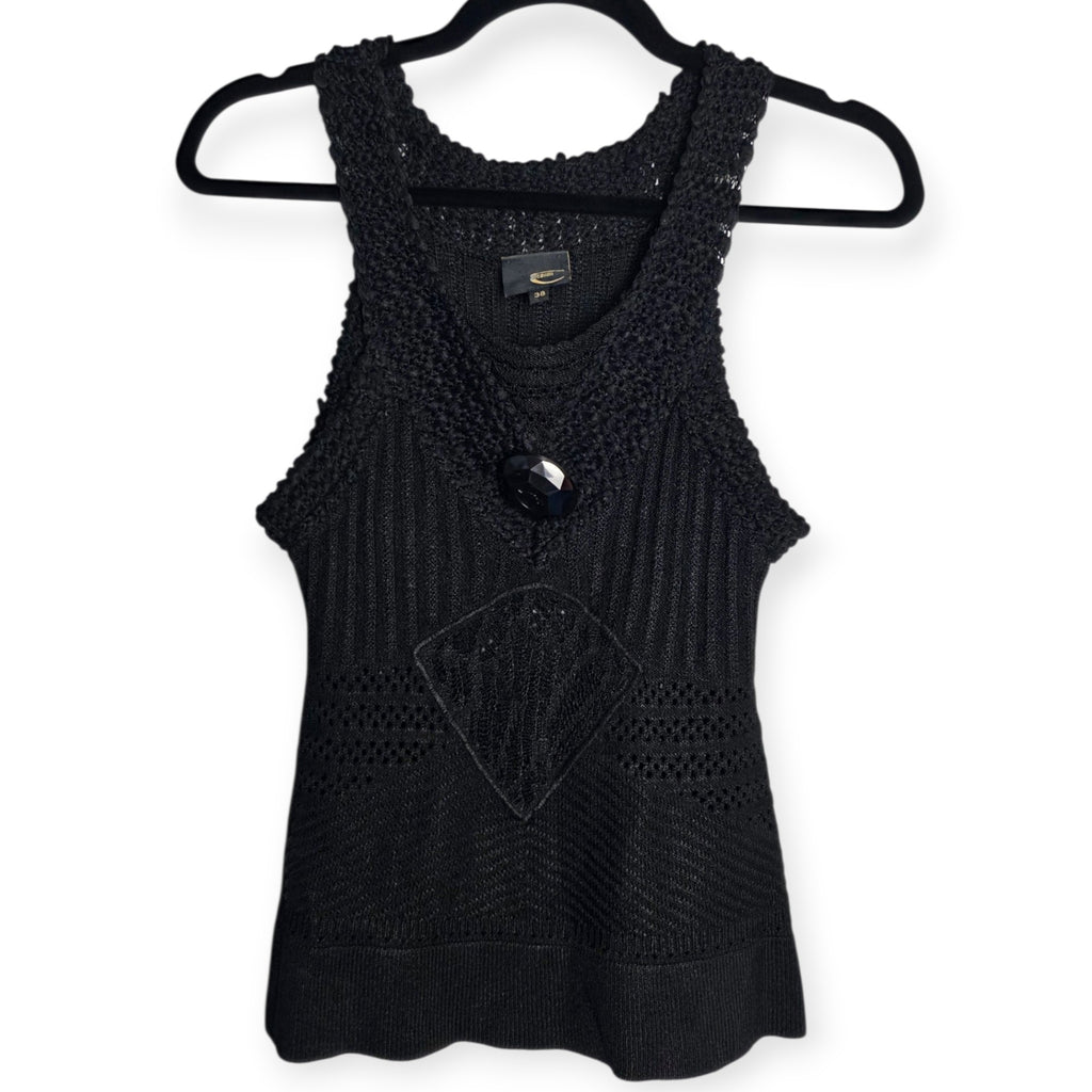 Just Cavalli mouwloze knit top zwart 38 M tweedehands dames designer
