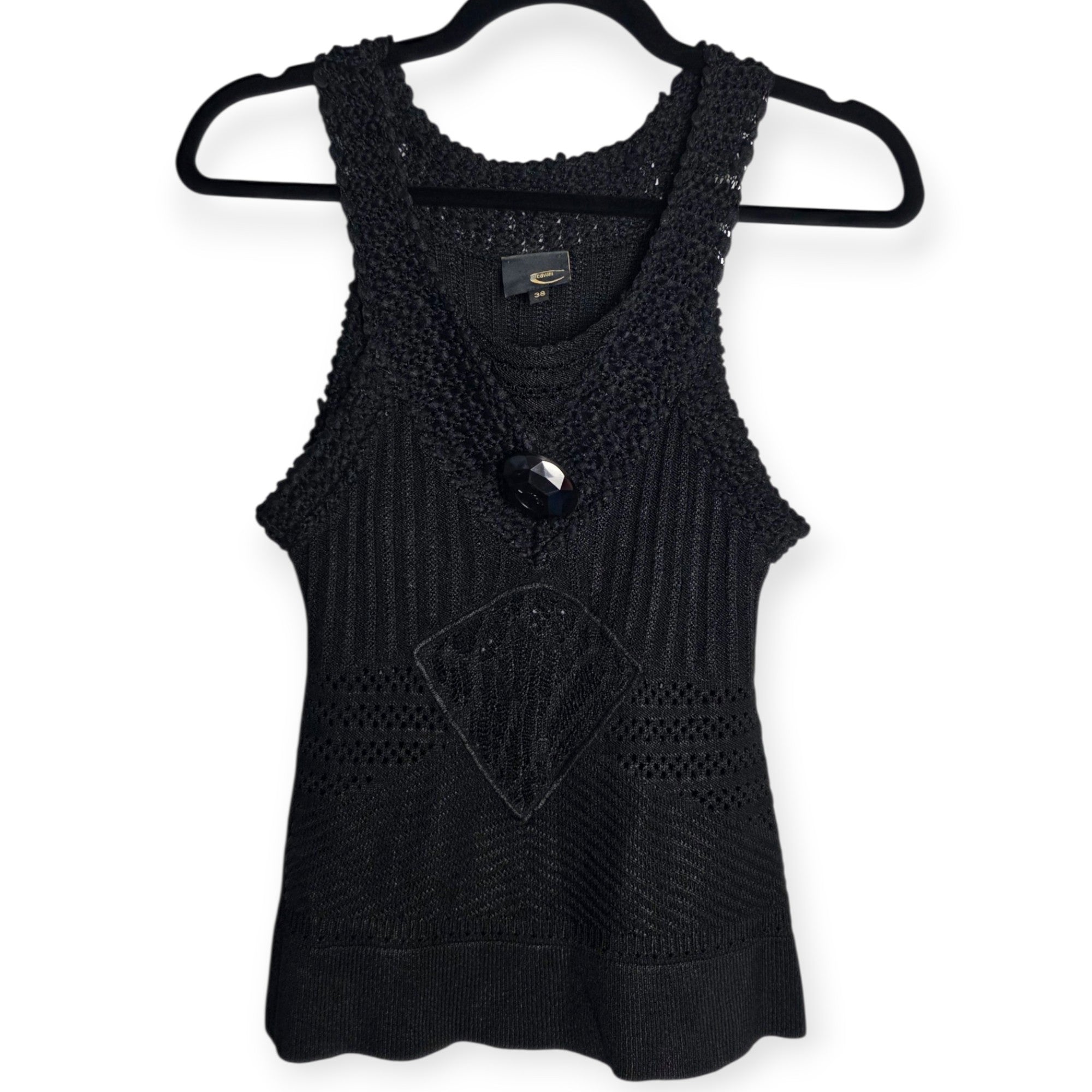 Just Cavalli mouwloze knit top zwart 38 M tweedehands dames designer