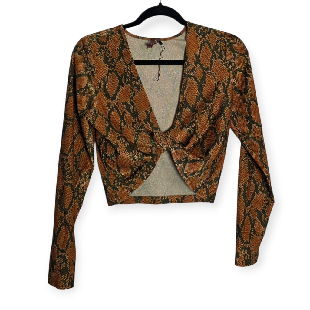 Hanne Bloch snake crop top bruin zwart S 36 tweedehands dames designer