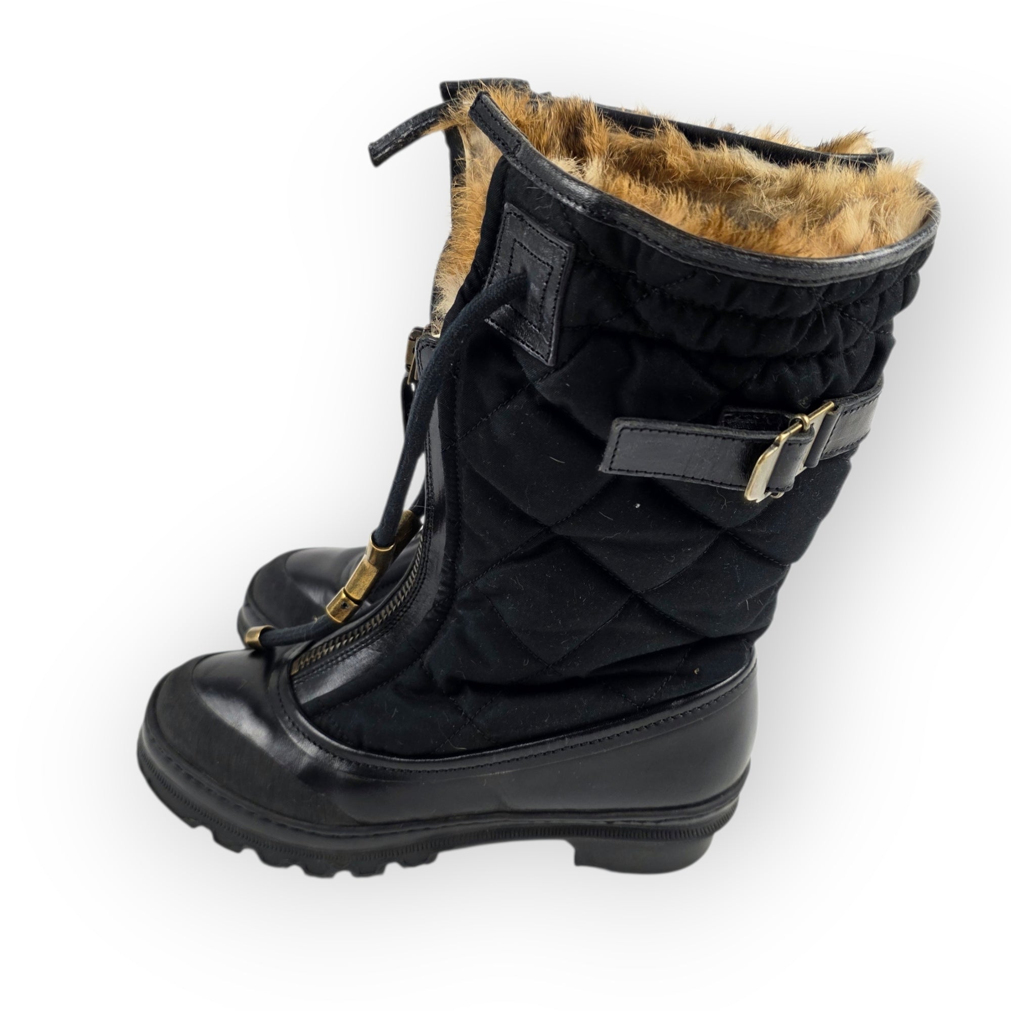 Burberry winterlaarzen moonboots zwart maat 36 rubber  tweedehands dames designer