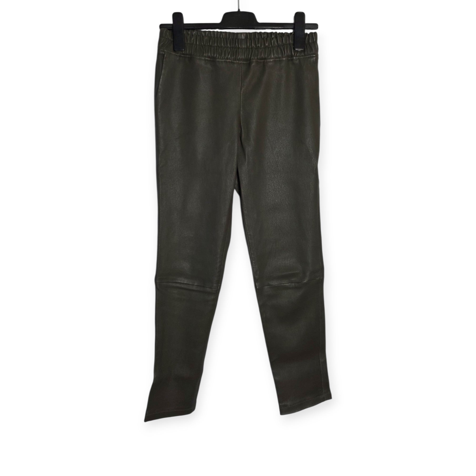 Enes leren slim fit broek khaki groen s 36 tweedehands designer dames