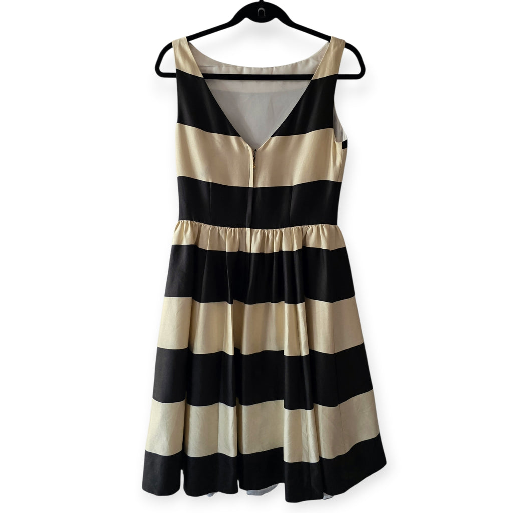 Kate Spade satijnlook mouwloze jurk crème zwart us4 S 36 tweedehands dames designer