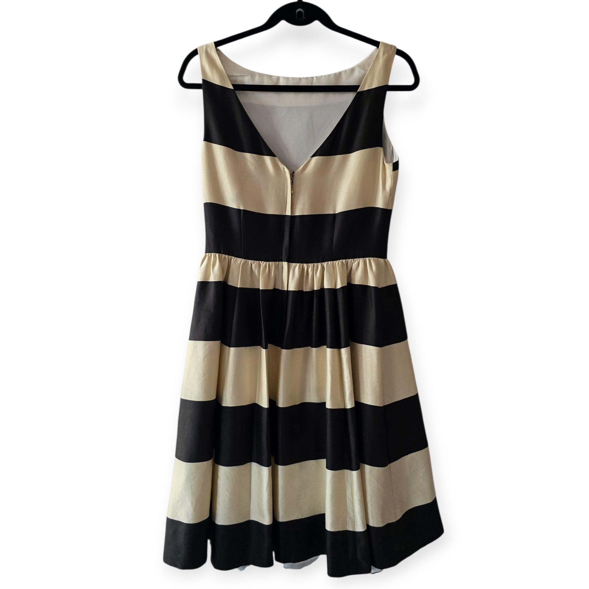 Kate Spade satijnlook mouwloze jurk crème zwart us4 S 36 tweedehands dames designer