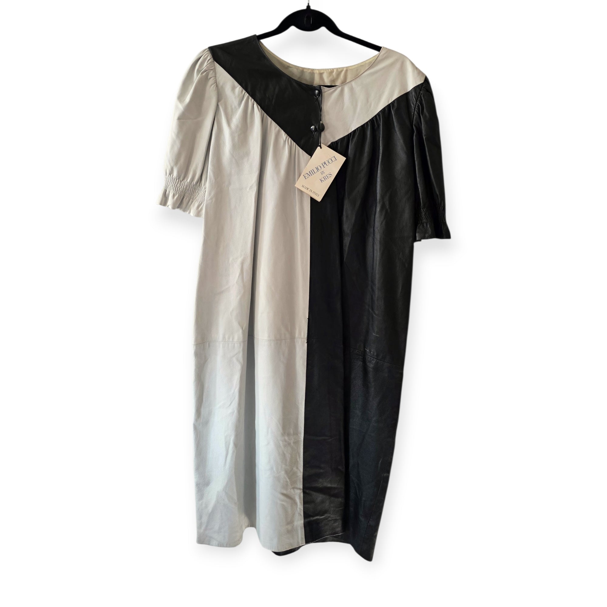 Iconische vintage designer leren jurk Emilio Pucci by Kres IT46 EU40-42 tweedehands dames designer