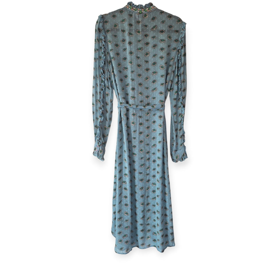 Essentiel Antwerp midi jurk Daisy blauw semi sheer 38 M tweedehands dames designer