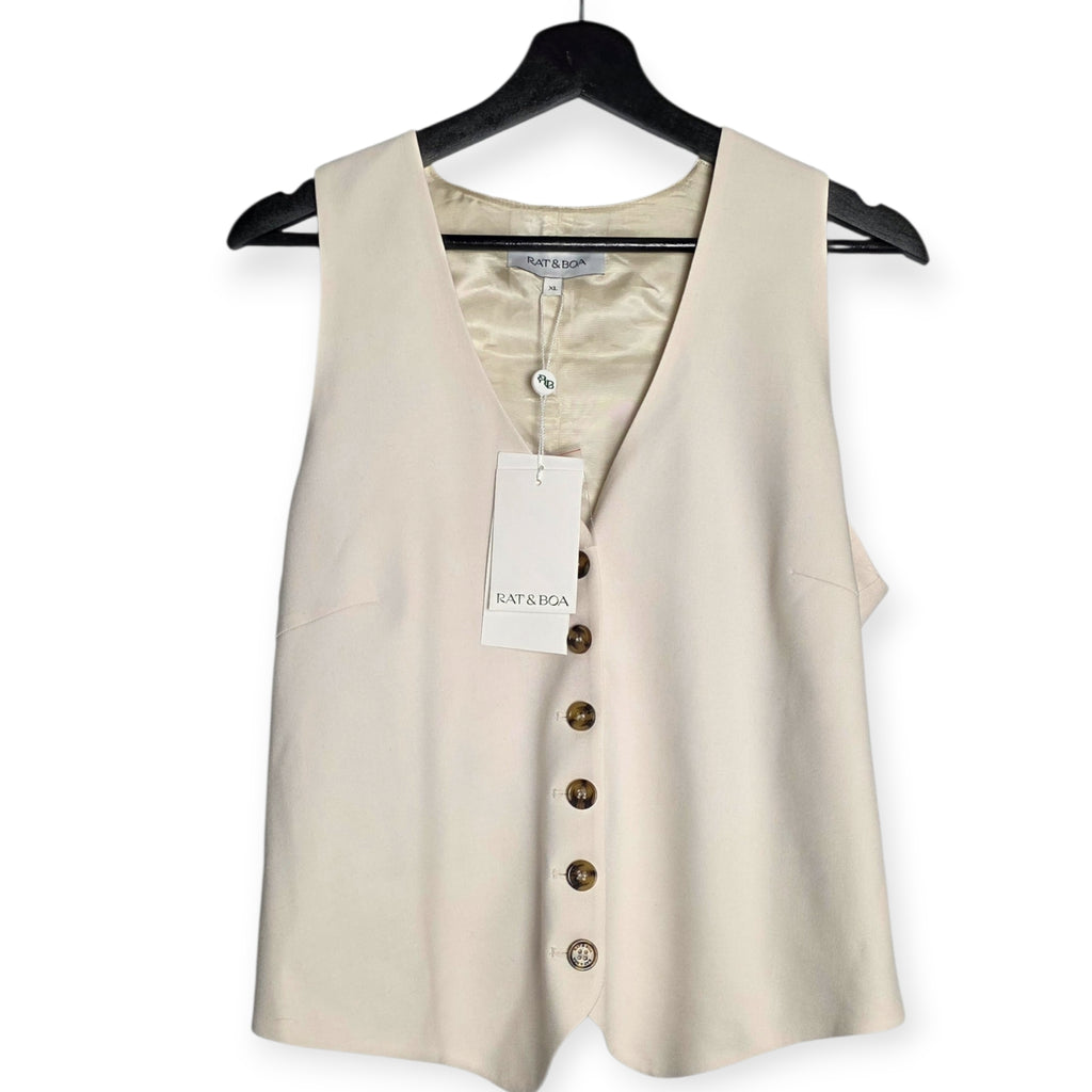 Rat & Boa Blanca waistcoat gilet vest creme xl 42 tweedehands dames designer