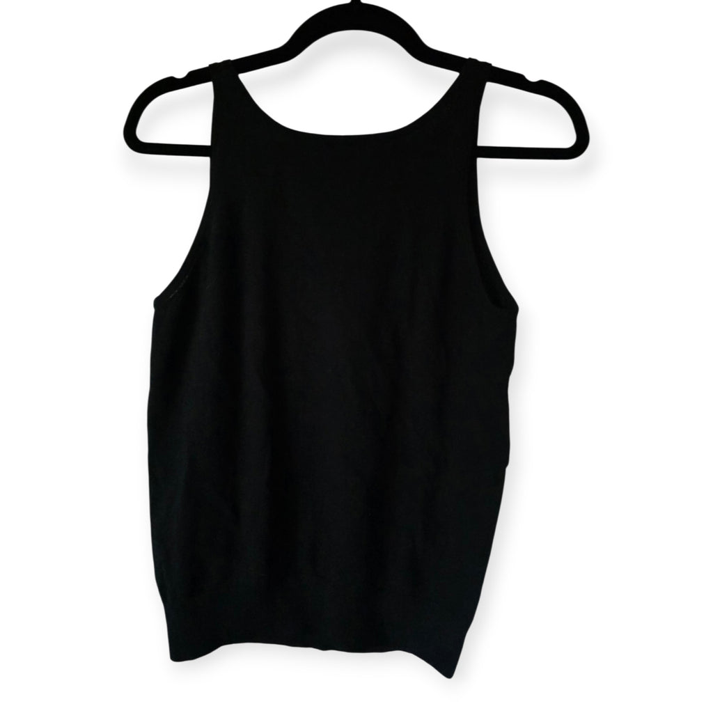 Dries van Noten mouwloze knit top v hals zwart wol 38 M tweedehands dames designer