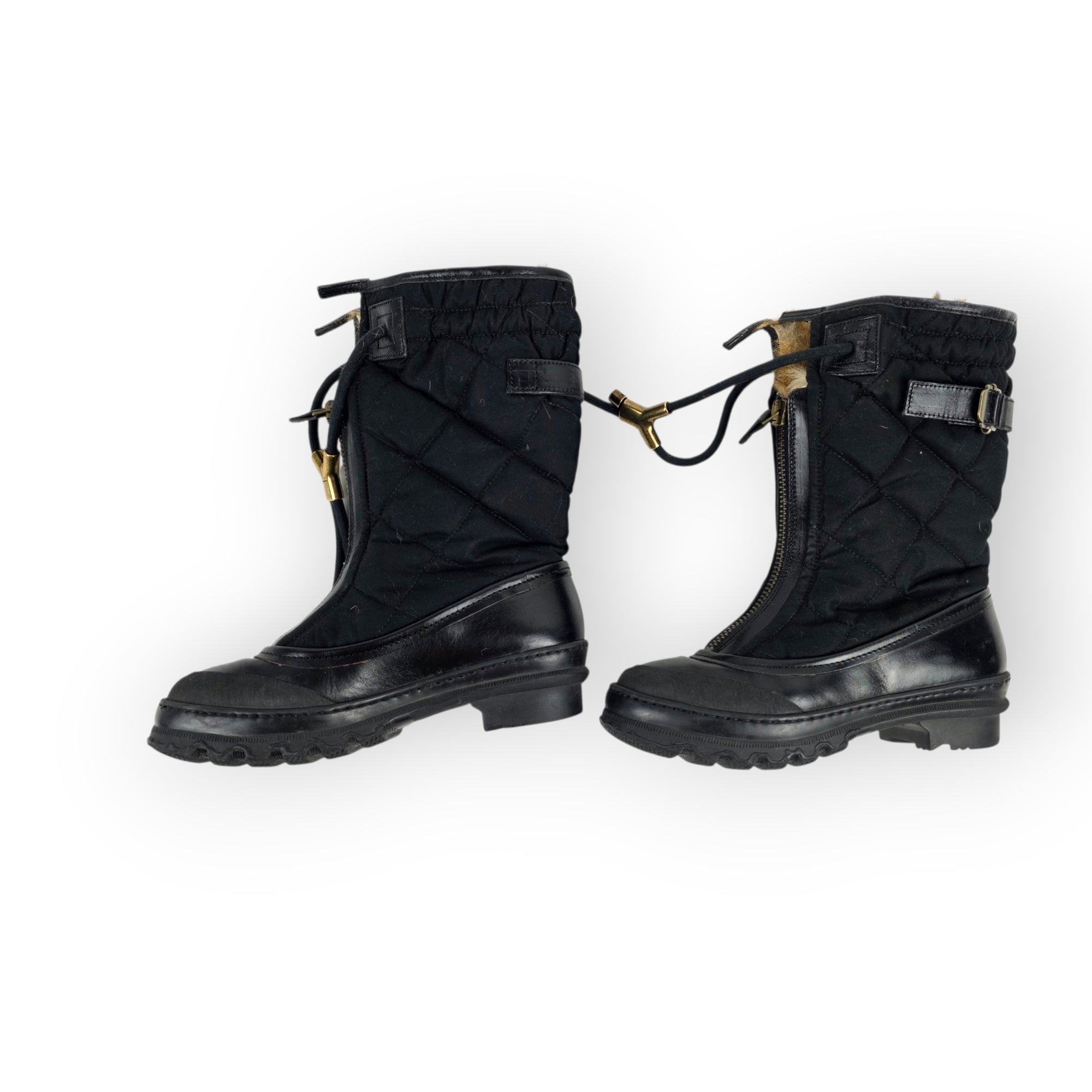 Burberry winterlaarzen moonboots zwart maat 36 rubber  tweedehands dames designer