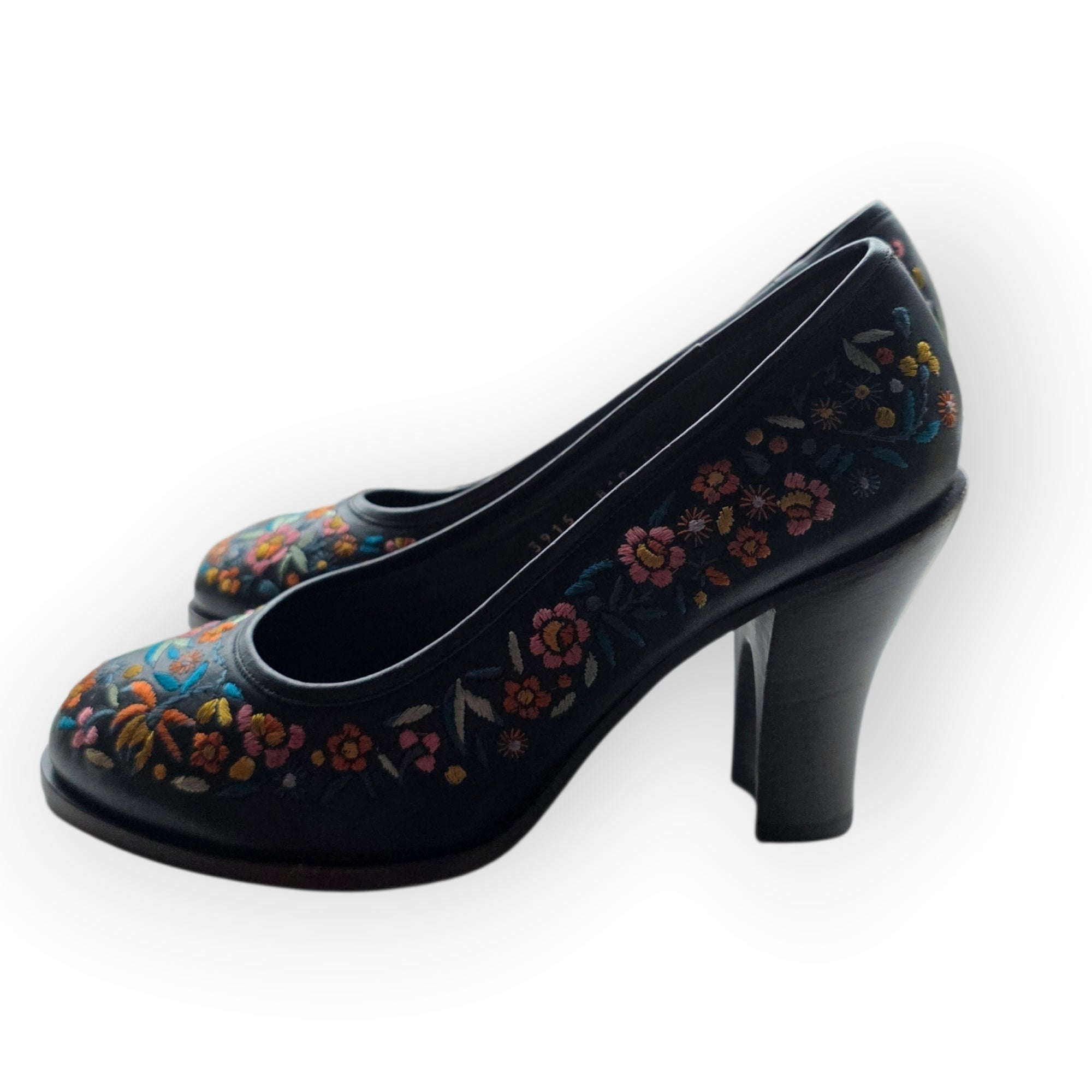 Dries van Noten geborduurde leren pumps maat 40,5 bruin tweedehands dames designer
