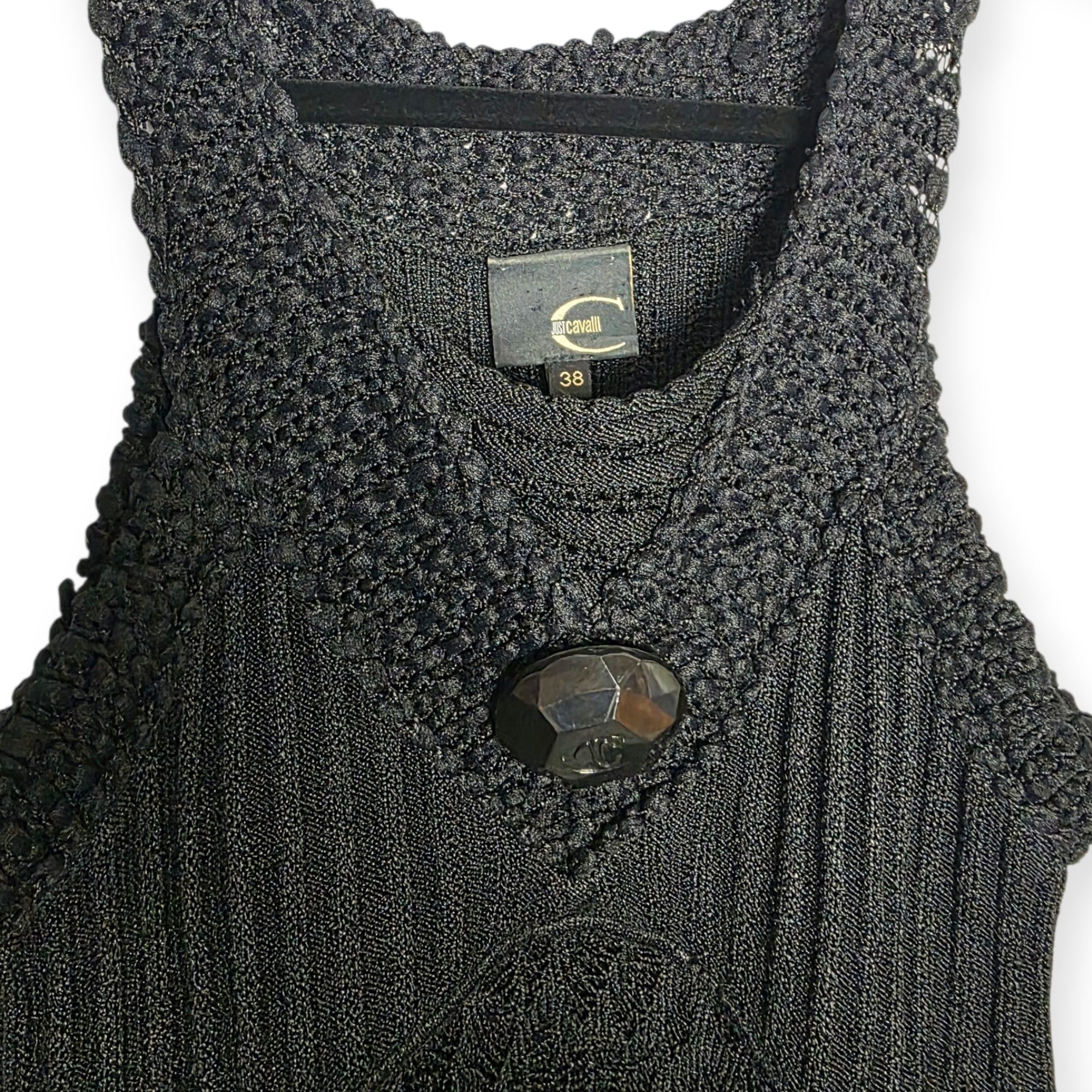Just Cavalli mouwloze knit top zwart 38 M tweedehands dames designer