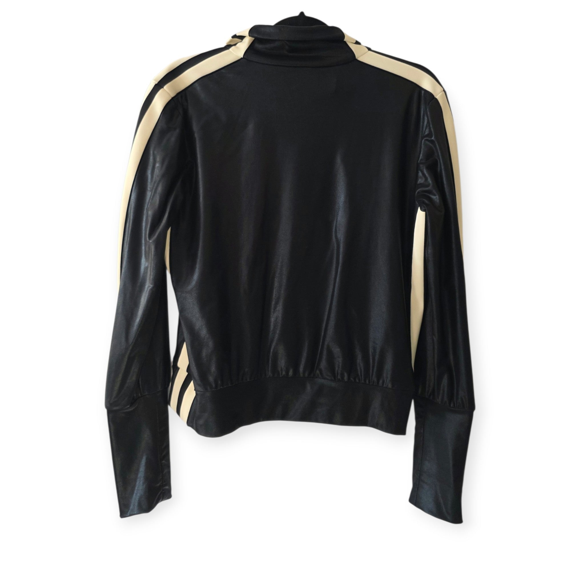 Norma Kamali biker trainings jack jasje zwart creme M 38 tweedehands dames designer