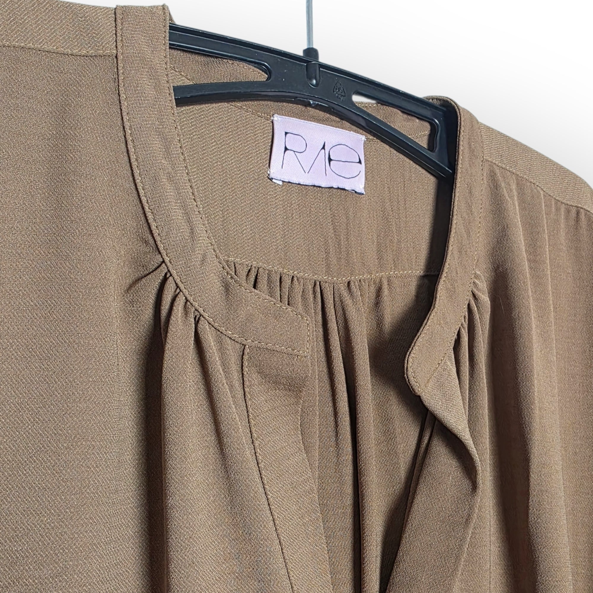 Rae Antwerp midi jurk bruin caramel met zakken L 40 tweedehands dames designer