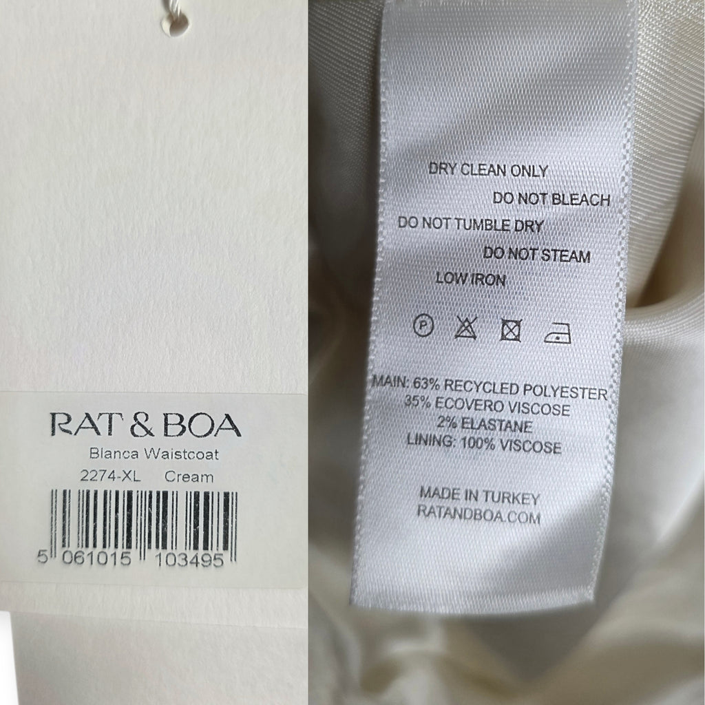 Rat & Boa Blanca waistcoat gilet vest creme xl 42 tweedehands dames designer