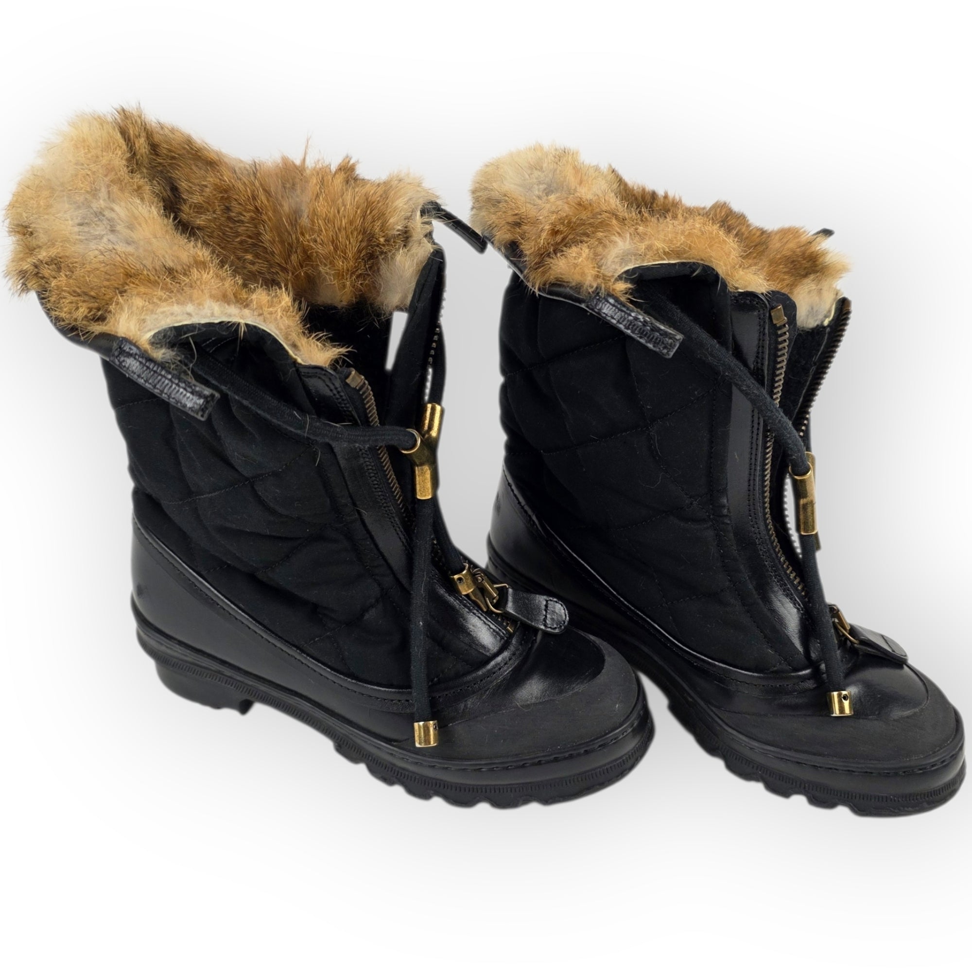 Burberry winterlaarzen moonboots zwart maat 36 rubber  tweedehands dames designer
