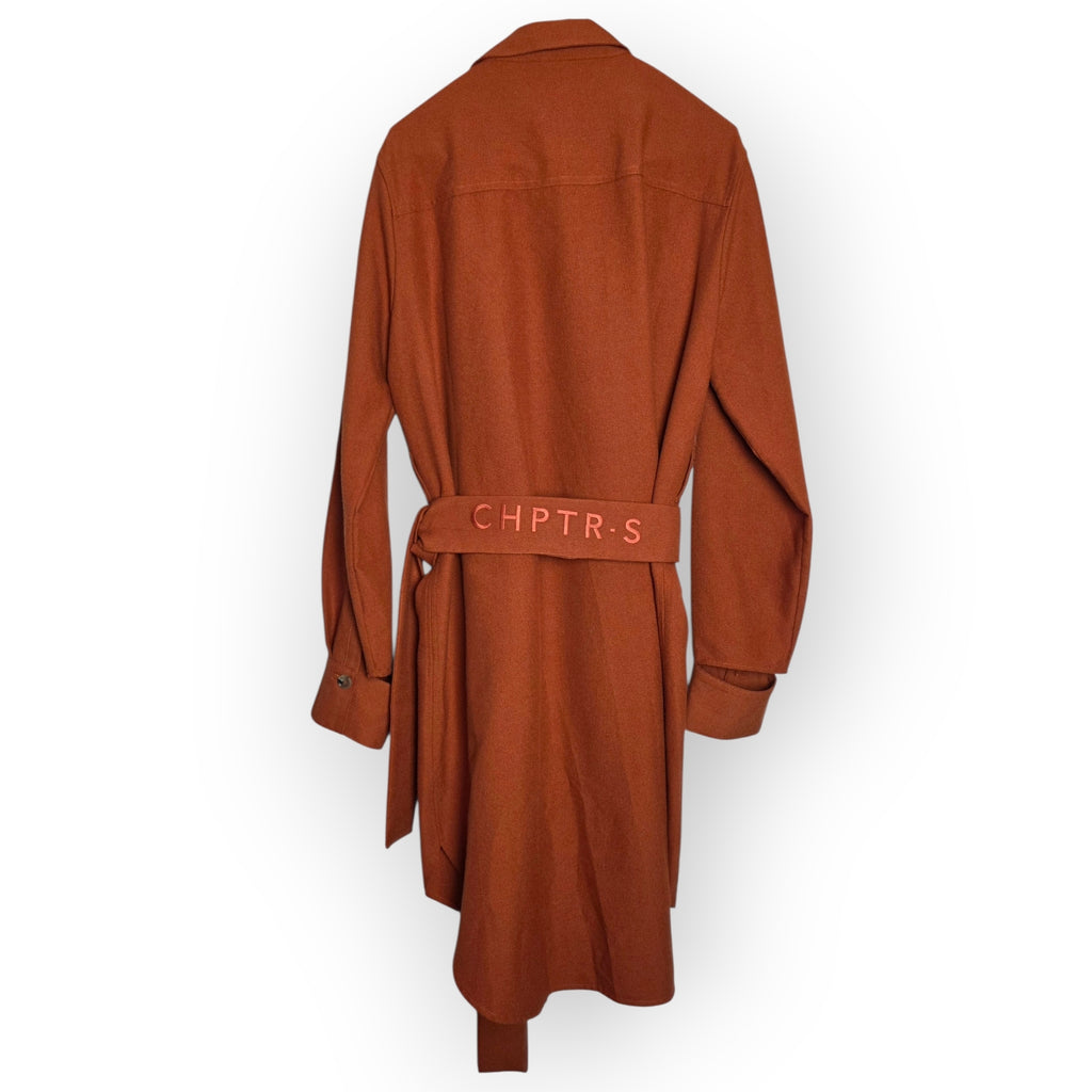 Chptr-S terracotta bruin midi jurk maat 40 L utility tweedehands dames designer