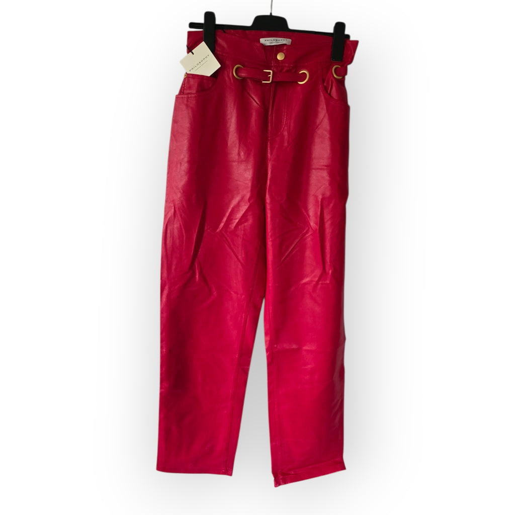 Philosophy di Lorenzo Serafini rode faux leather sigaret broek it42 eu36 tweedehands dames designer