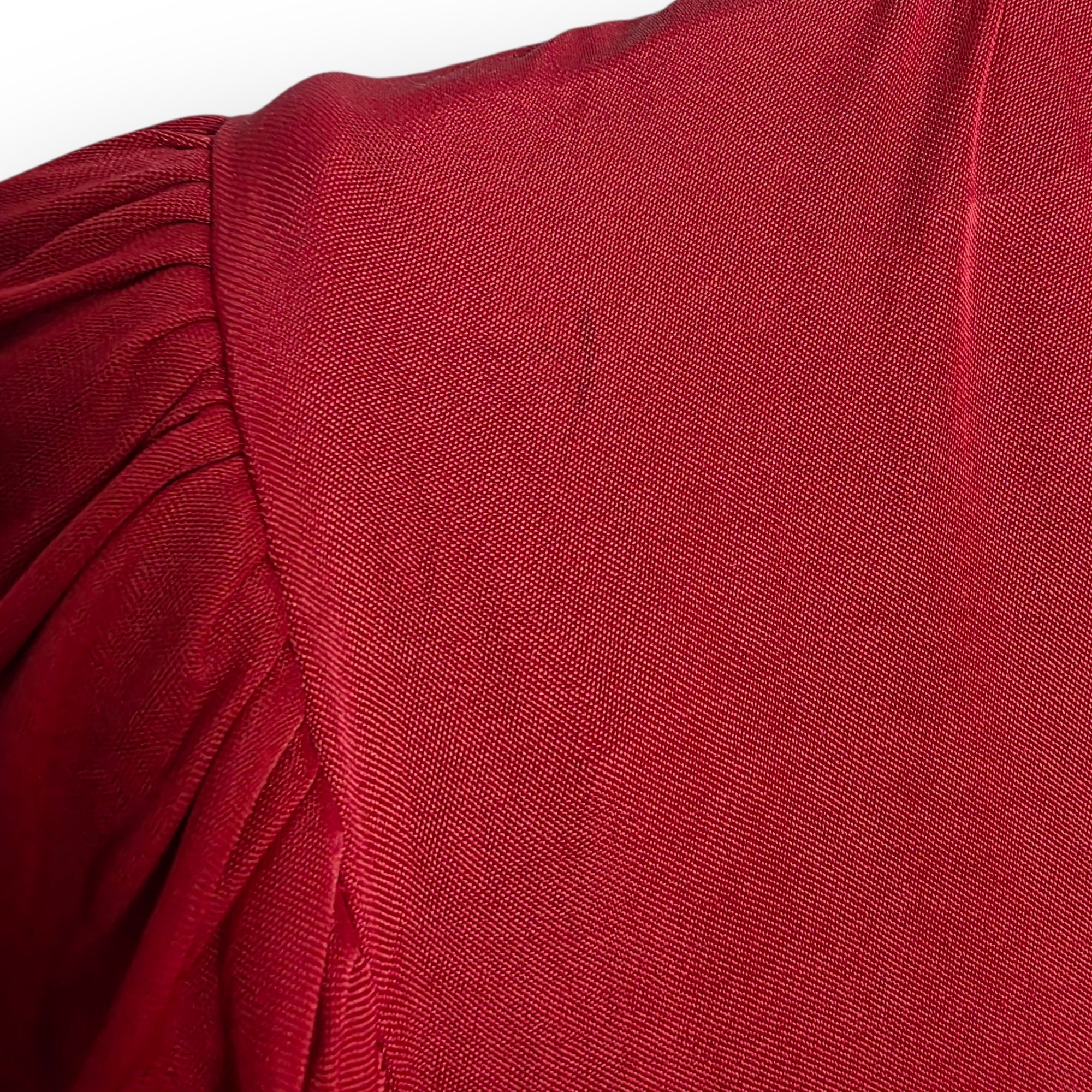 Farm Rio rode puff sleeve cut-out maxi jurk L – nieuw met mini vlekje