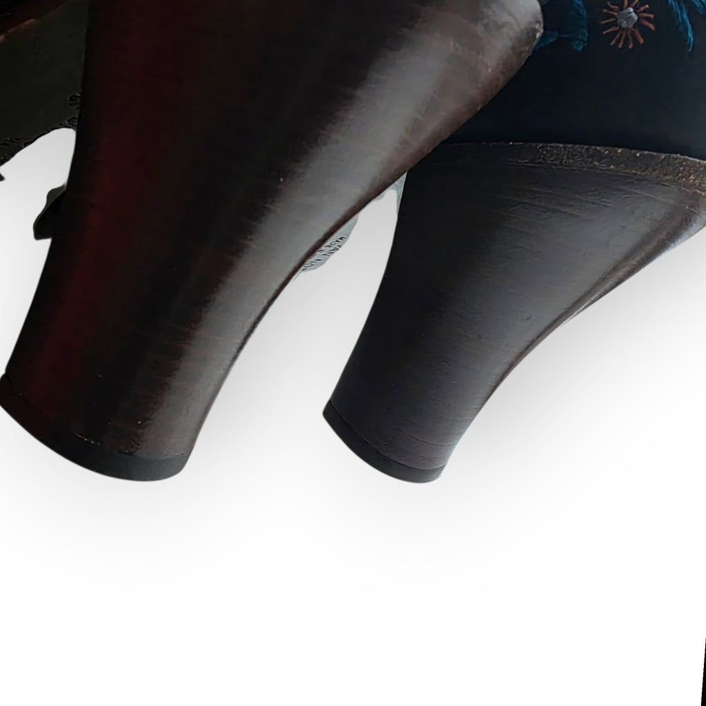 Dries van Noten geborduurde leren pumps maat 40,5 bruin tweedehands dames designer