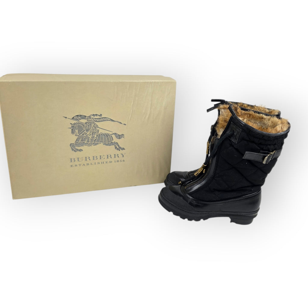 Burberry winterlaarzen moonboots zwart maat 36 rubber  tweedehands dames designer