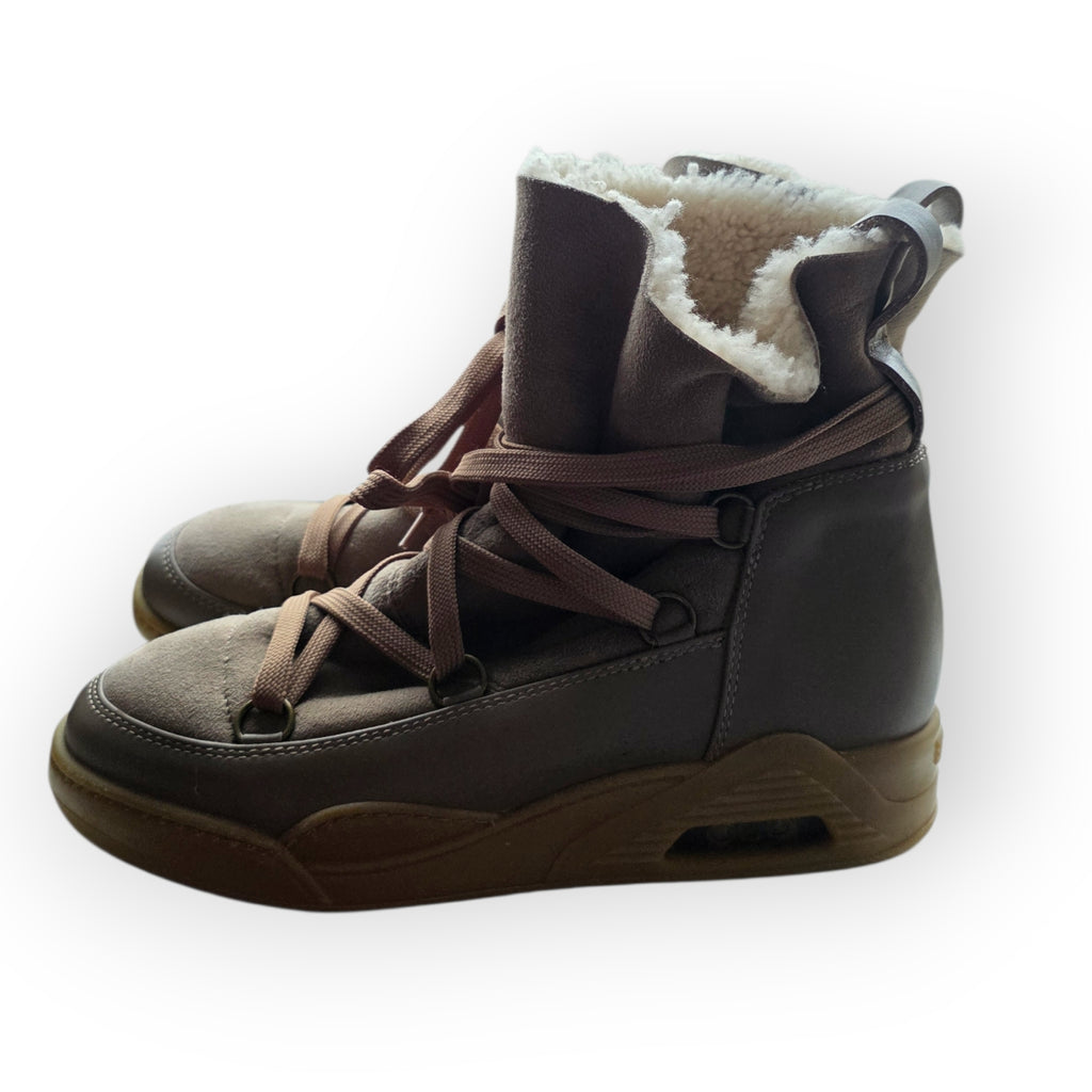 Serafini Moon bruin taupe moonboots maat 40 suede wedge sneakers enkellaarzen tweedehands dames designer