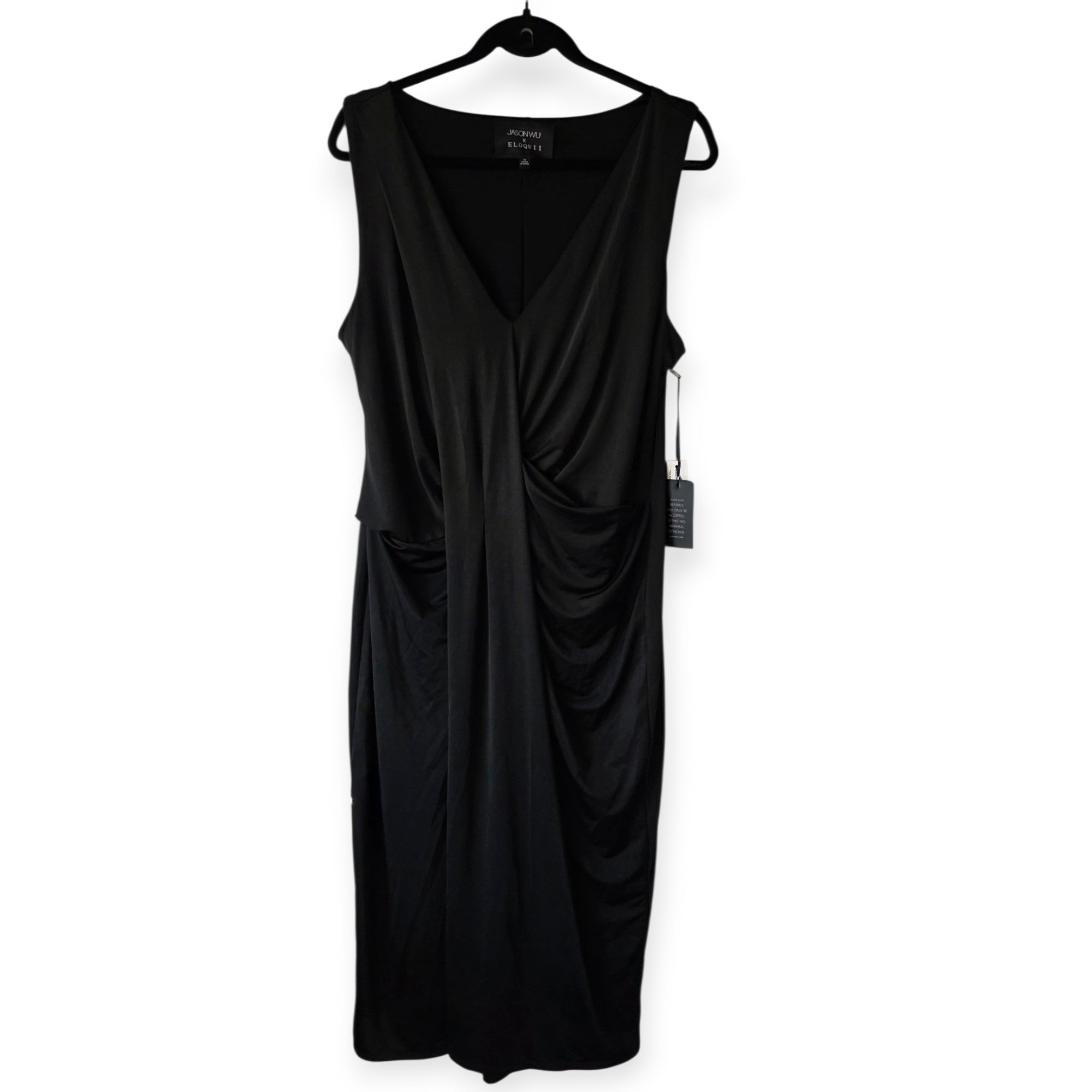Jason Wu X Eloquii mouwloze drape midi jurk zwart 44 46 tweedehands dames designer